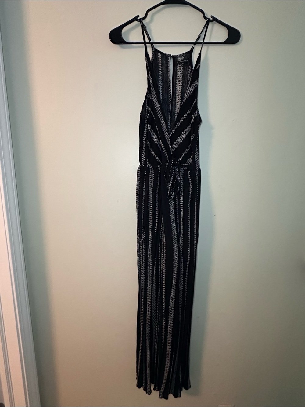 Staccato Black and White Patterned Halter Jumpsuit